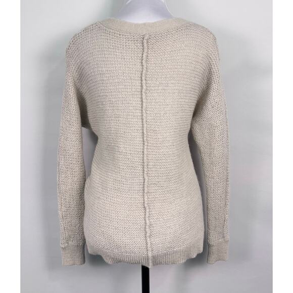 Free People Gray Textured V Neck Alpaca Wool Blend Sweater Size XS - Picture 4 of 10